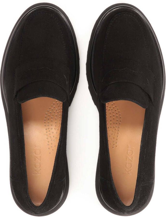 Kazar Black suede slip-on flat shoes