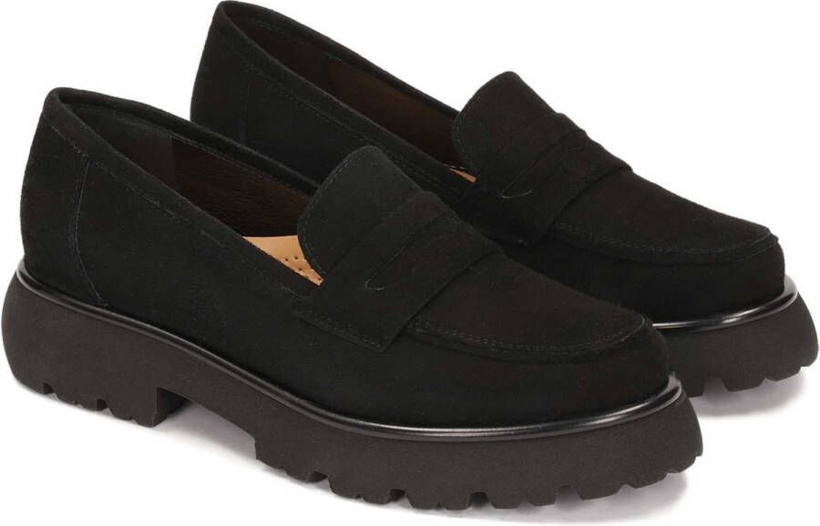 Kazar Black suede slip-on flat shoes