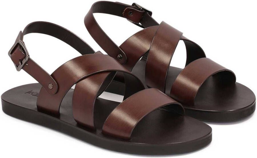 Kazar Brown leather sandals on a straight sole