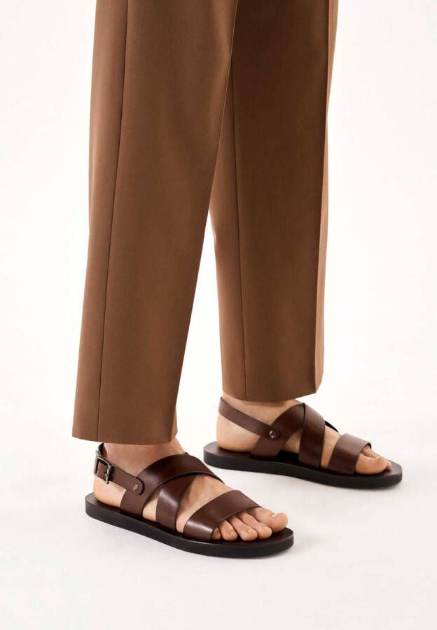 Kazar Brown leather sandals on a straight sole