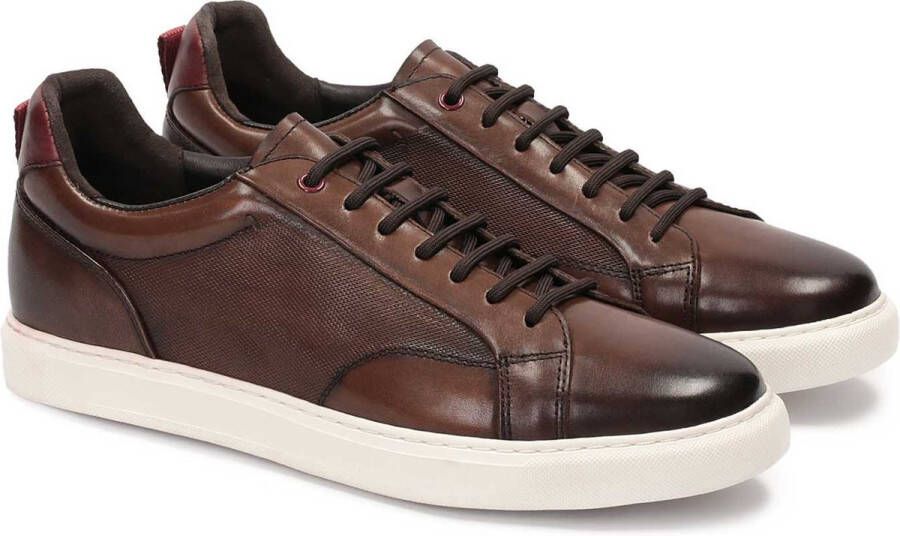 Kazar Brown leather sneakers on a white sole