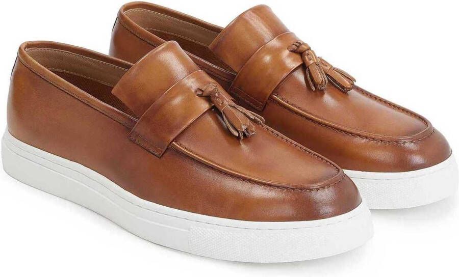 Kazar Bruine lederen herenschoenen versierd met staarten