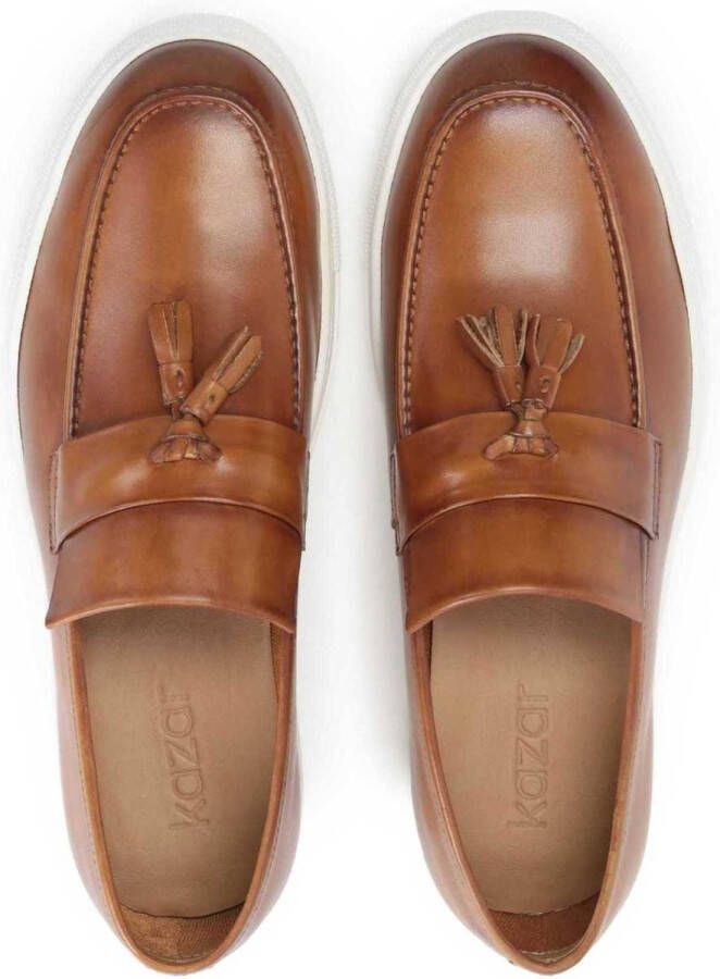 Kazar Bruine lederen herenschoenen versierd met staarten