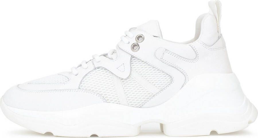 Kazar Comfortabele witte damessneakers van leer en stof