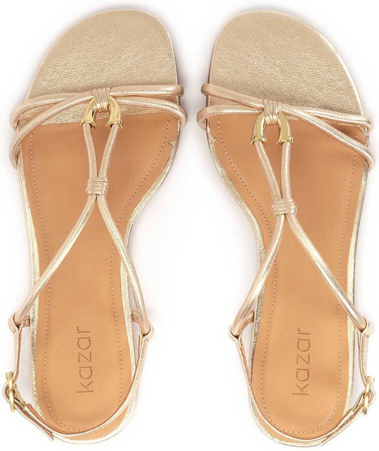 Kazar Comfortable gold sandals with metal embellishment