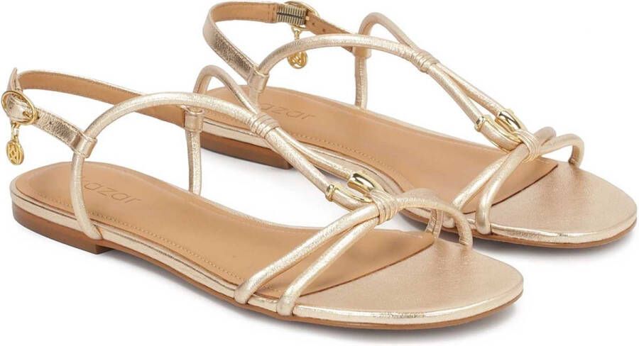 Kazar Comfortable gold sandals with metal embellishment