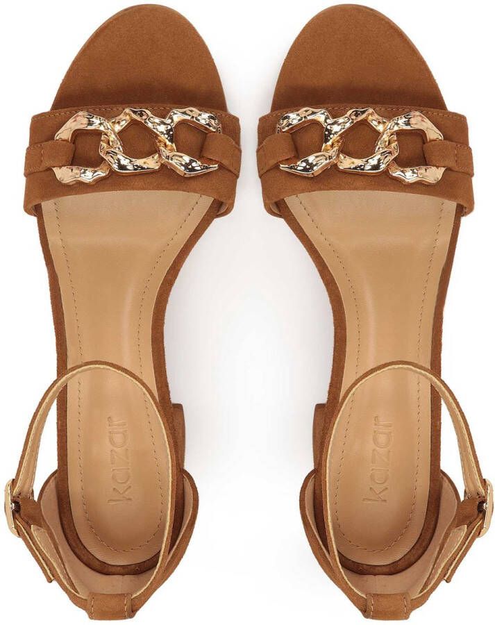 Kazar Comfortable suede sandals with a metal decoration