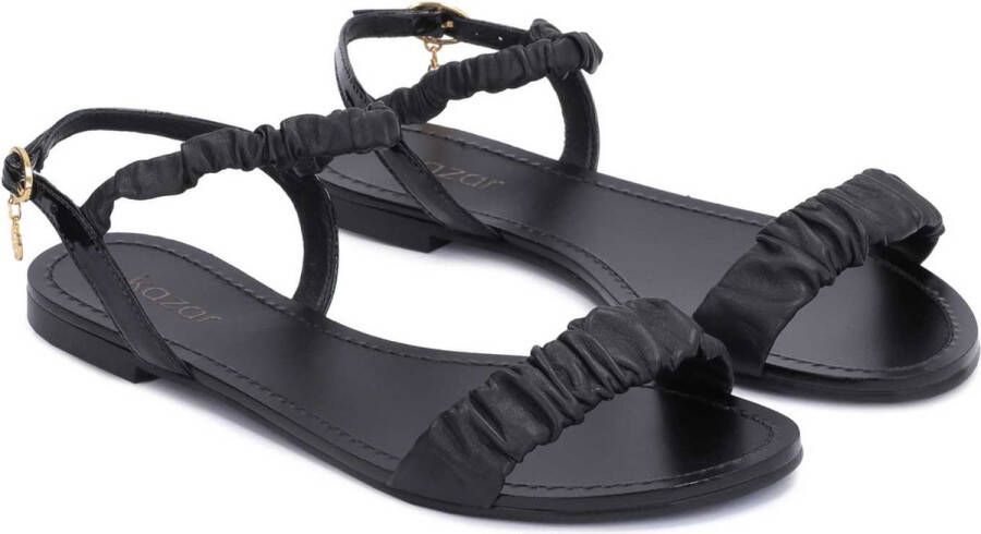 Kazar Zwarte Gerimpelde Band Sandalen Black Dames - Foto 3