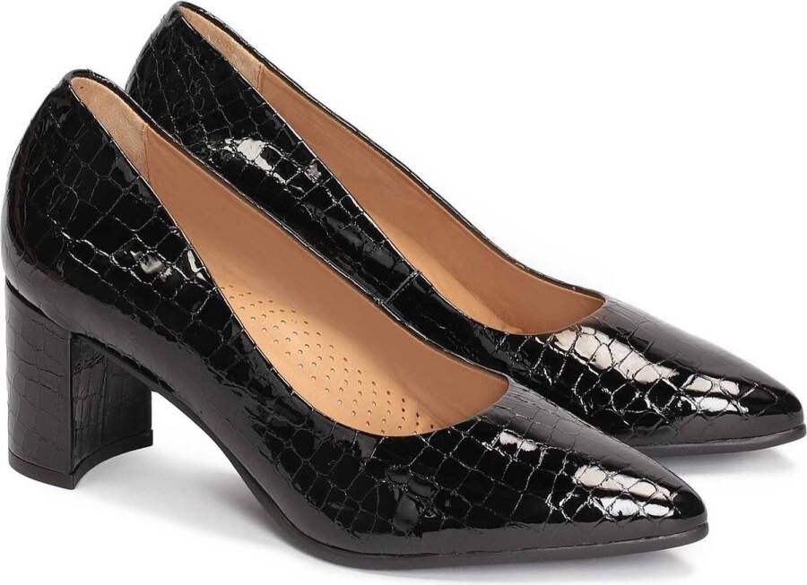 Kazar Embossed patent leather pumps