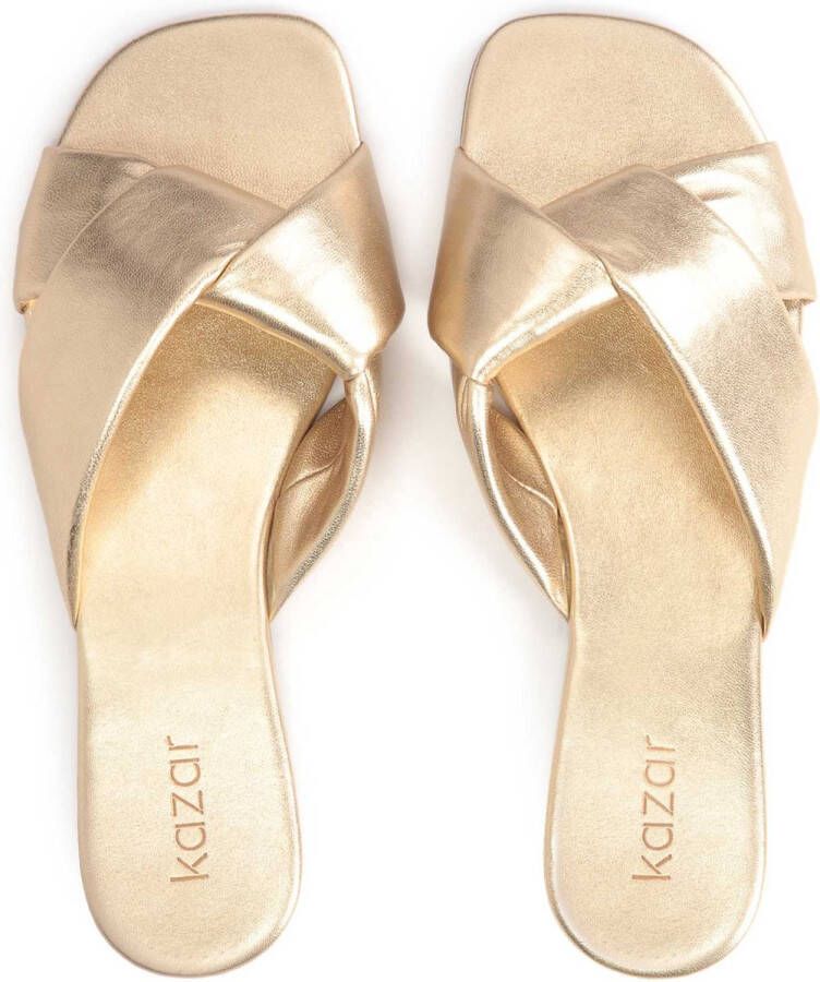 Kazar Flat mules made of golden leather