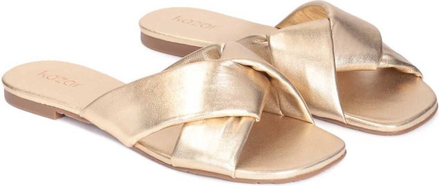 Kazar Flat mules made of golden leather