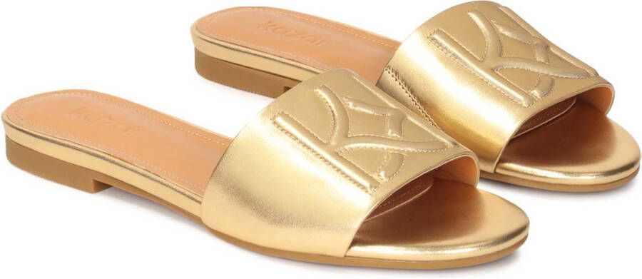 Kazar Gold mules on a flat sole