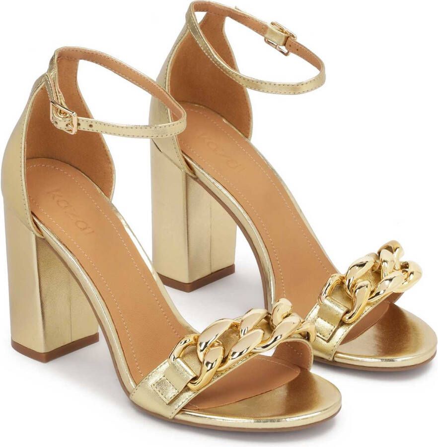 Kazar Golden block heel sandals with a covered heel