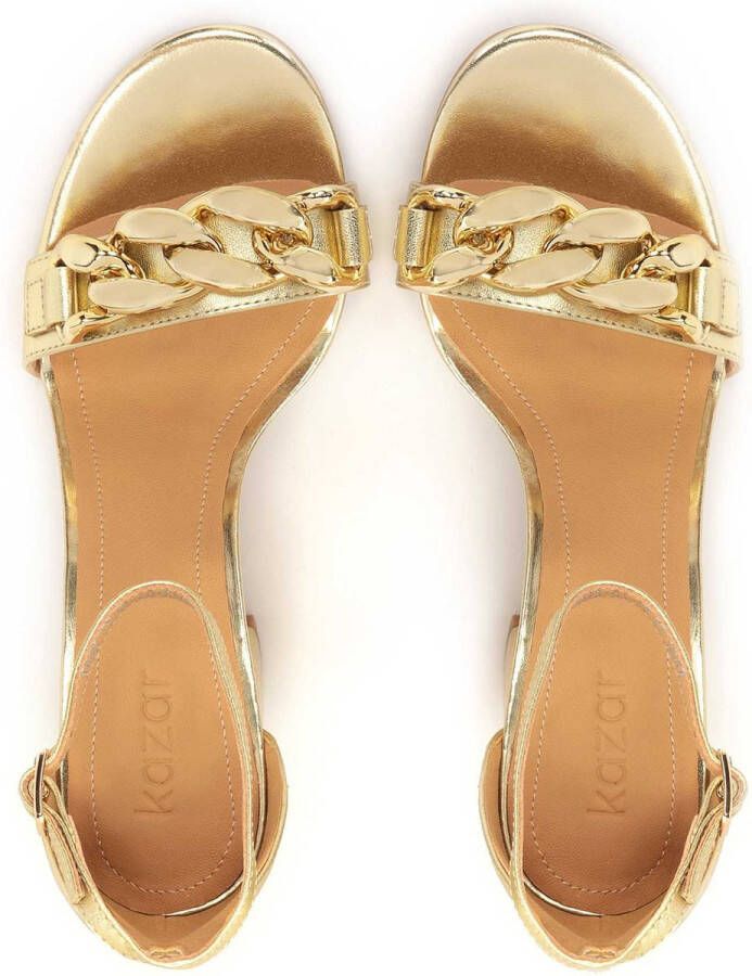 Kazar Golden block heel sandals with a covered heel