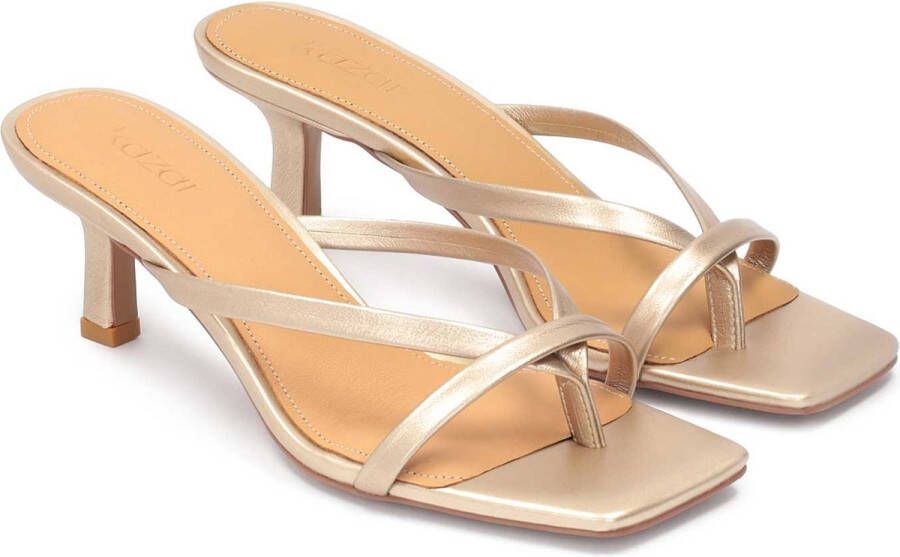 Kazar Golden flip-flops on a low heel