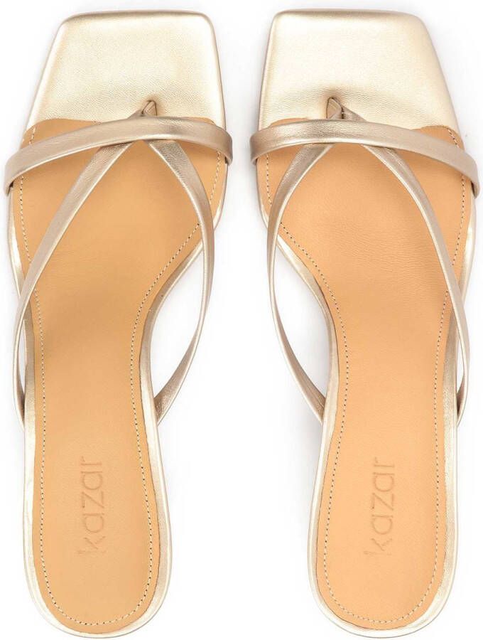 Kazar Golden flip-flops on a low heel