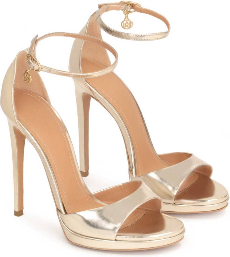 Kazar Golden leather sandals with a strap around the ankle