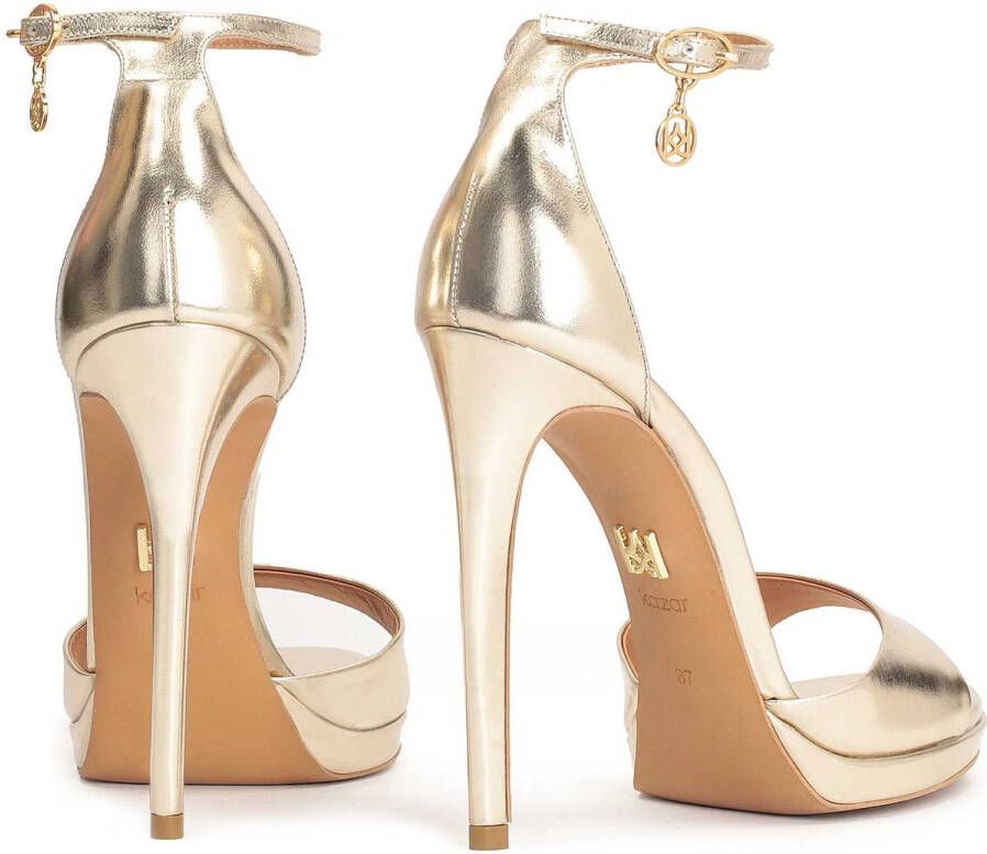 Kazar Golden leather sandals with a strap around the ankle