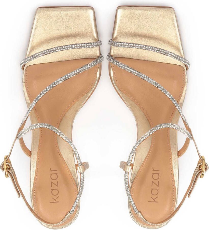 Kazar Sandały ze złotej skóry z kryształkami|66040-01-13|37 - Foto 2