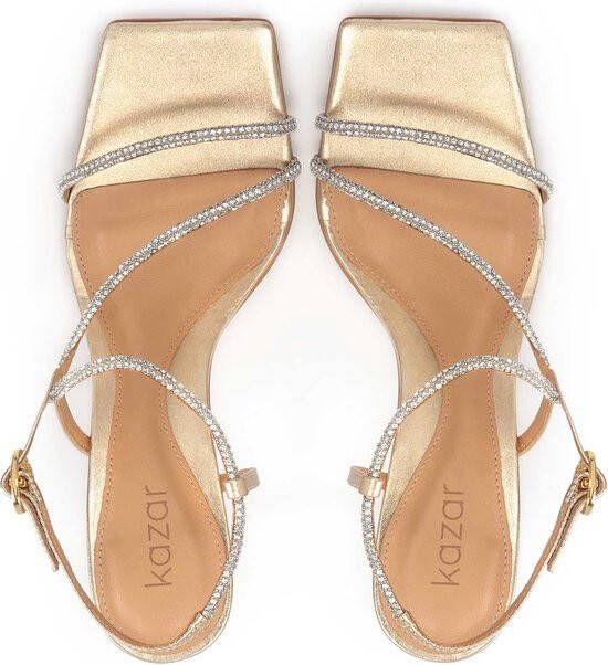 Kazar Golden leather sandals with crystals