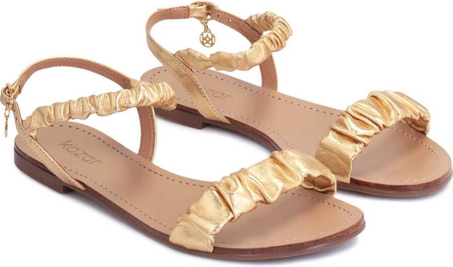 Kazar Gouden leren sandalen met platte zool - Foto 3