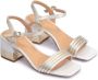 Kazar Gouden-witte leren sandalen met versierde hak Yellow Dames - Thumbnail 8