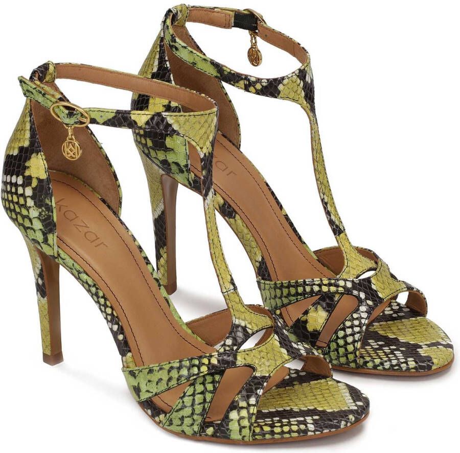 Kazar Green leather snakeskin pattern sandals