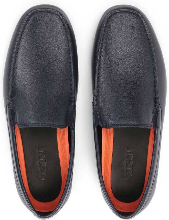 Kazar Heren marineblauwe leren slip on mocassins