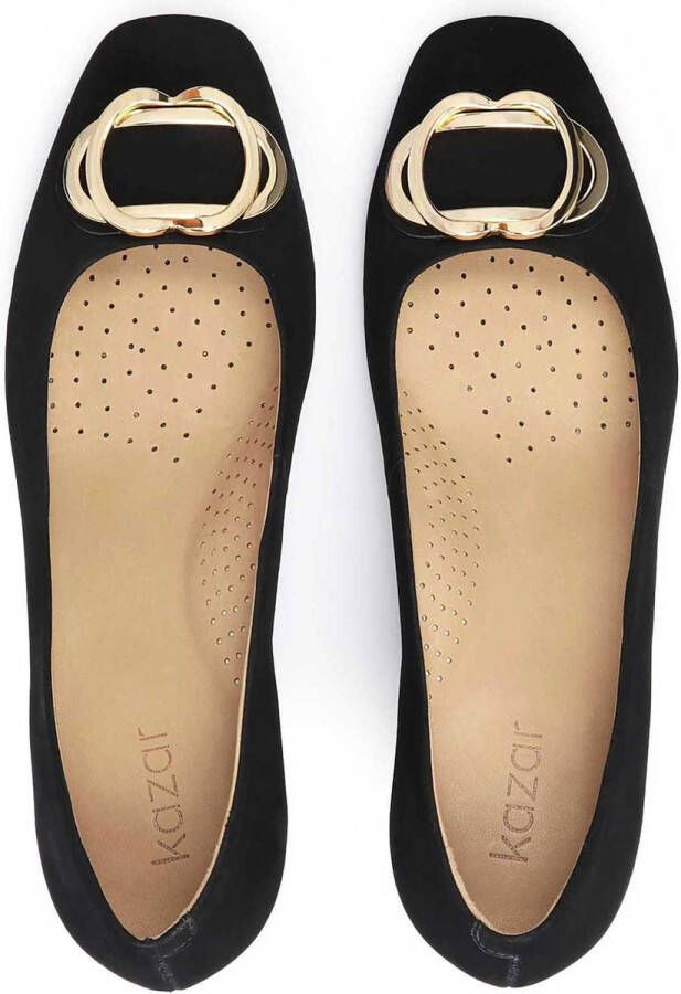 Kazar Klassieke zwarte suède pumps versierd met een applicatie
