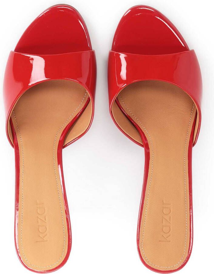 Kazar Lacquered red heeled mules