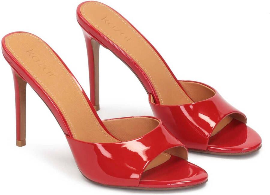 Kazar Lacquered red heeled mules