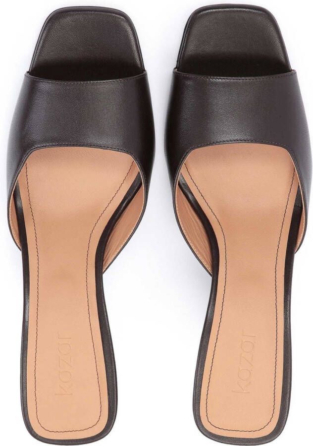Kazar Ladies dark brown flip-flops with square toe