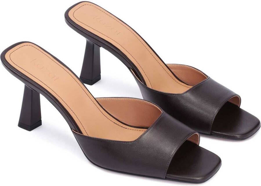 Kazar Ladies dark brown flip-flops with square toe