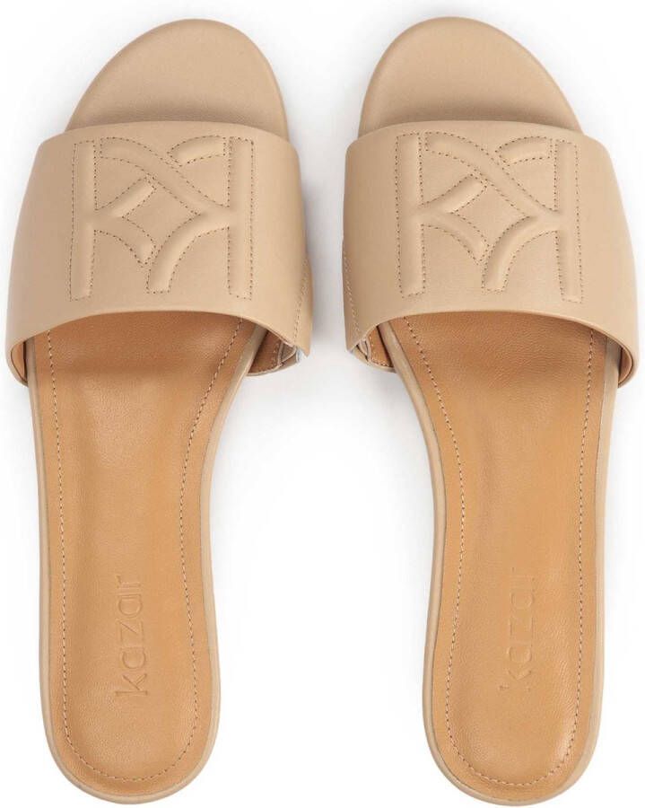Kazar Ladies' leather mules with a protruding monogram