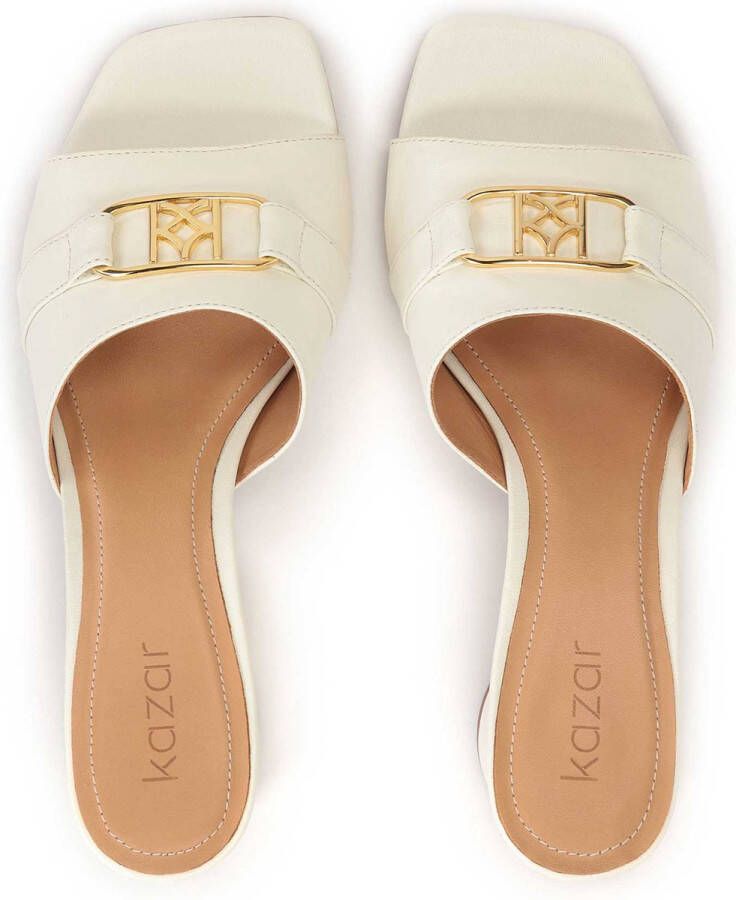 Kazar Leather flip-flops on a rounded heel with a gold insert