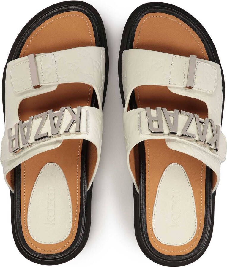 Kazar Leather flip-flops with velcro and embossing
