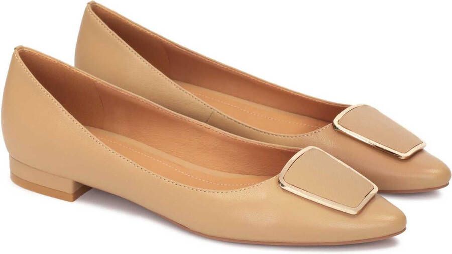 Kazar Leather low heel pumps with a decoration
