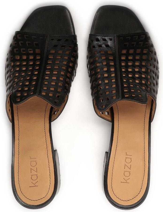 Kazar Leather openwork mules on a wide heel
