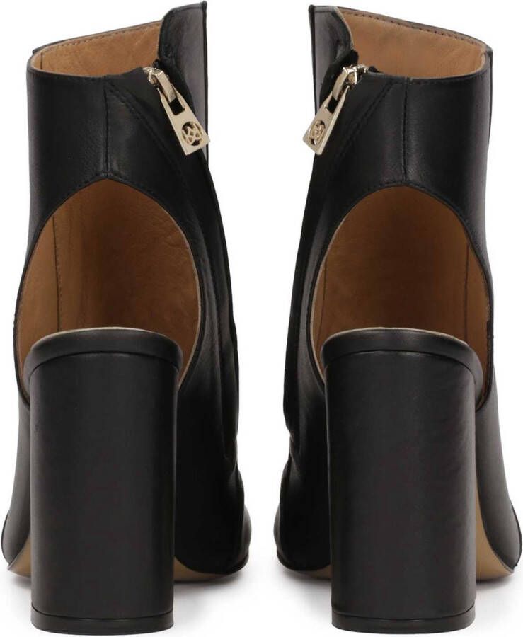 Kazar Leather peep-toe booties with an open toe and heel