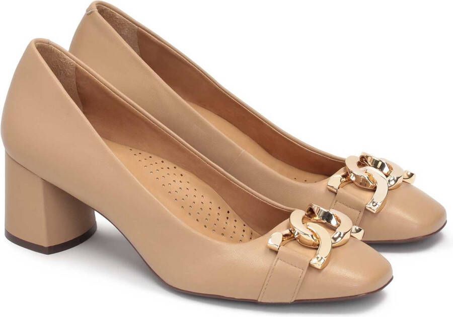 Kazar Leather pumps with a wide heel and a comfortable insole