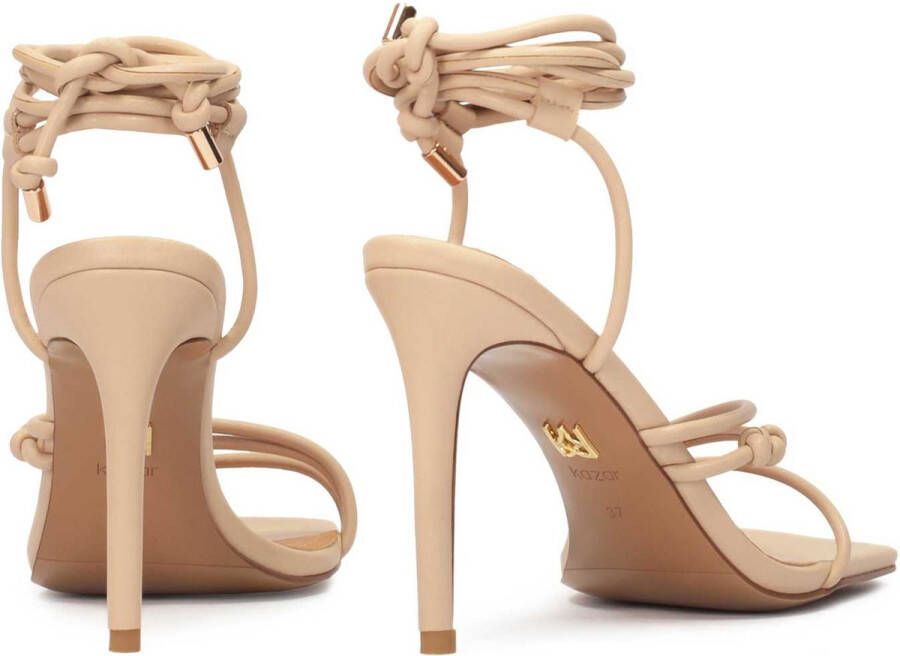 Kazar Leather sandals on a heel with a string wrapped around the ankle