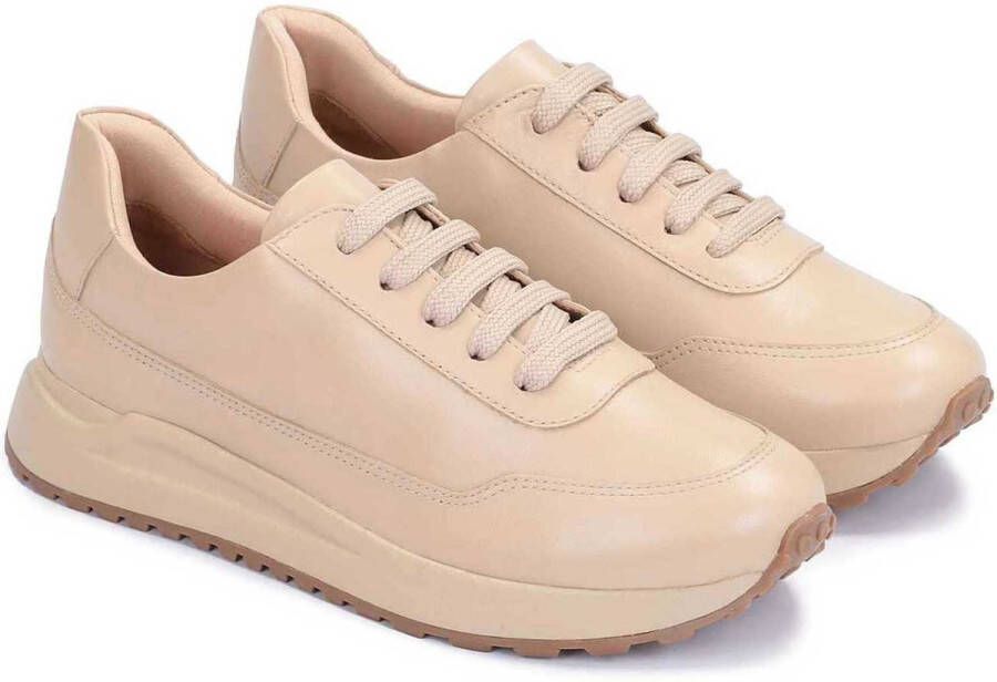 Kazar Lichtbeige leren damessneakers