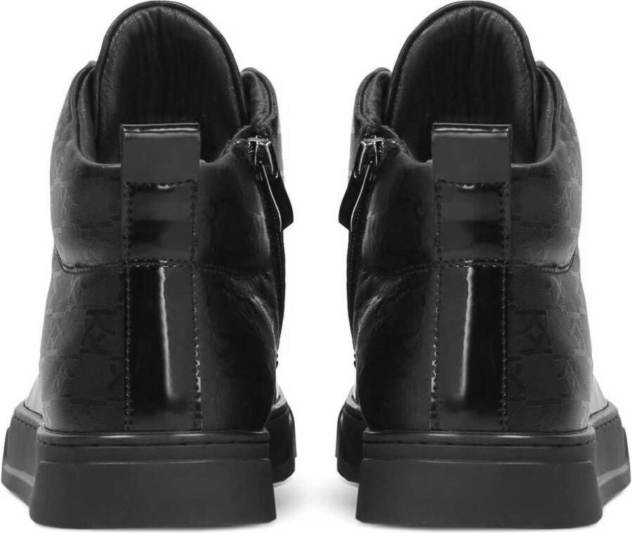 Kazar Mannen hoge zwarte nubuck sneakers versierd met monogrammen