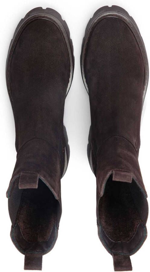 Kazar Modieuze donkerbruine chelsea boots met elastische inzet