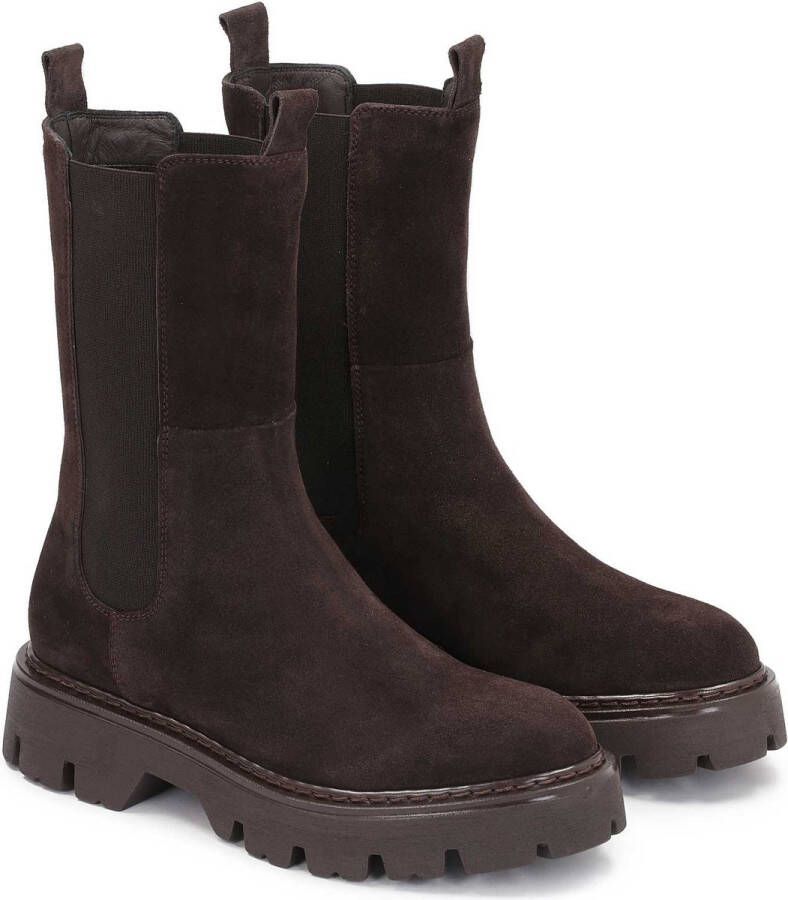 Kazar Modieuze donkerbruine chelsea boots met elastische inzet