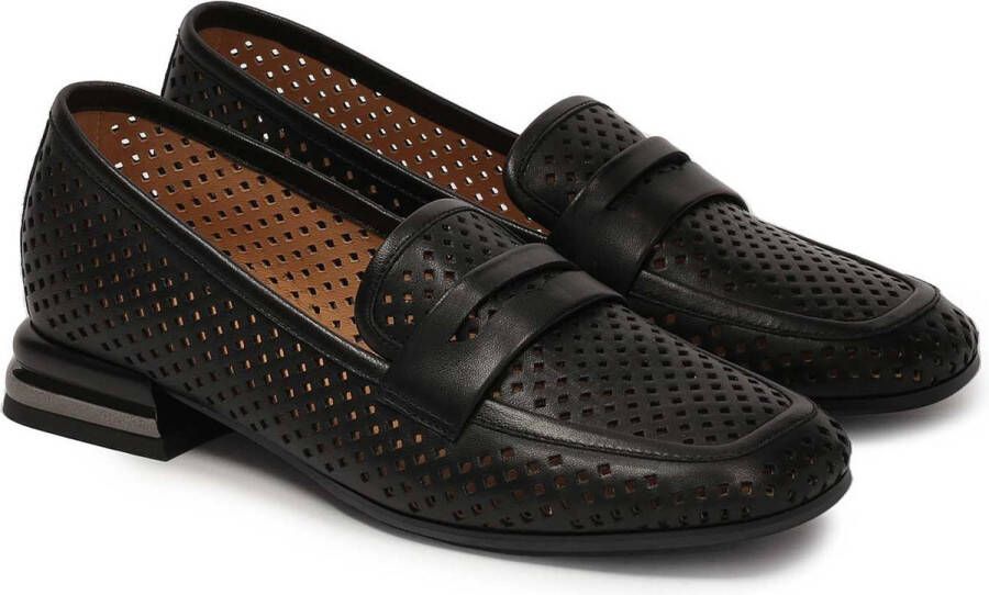 Kazar Perforated leather flat shoes on a low heel