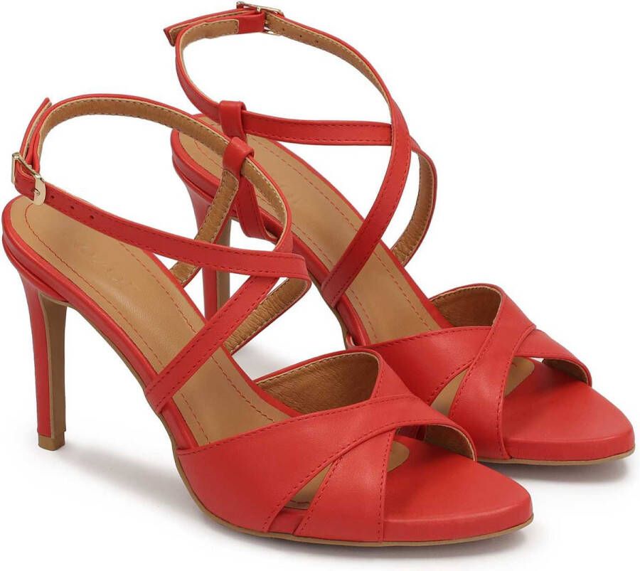 Kazar Red leather sandals with criss-cross straps