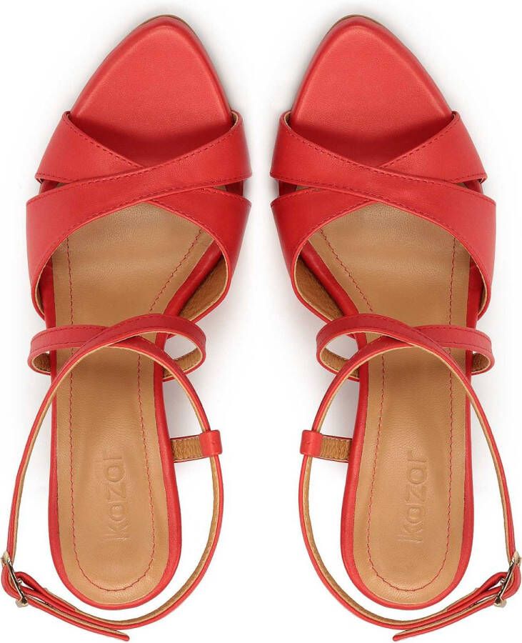 Kazar Red leather sandals with criss-cross straps