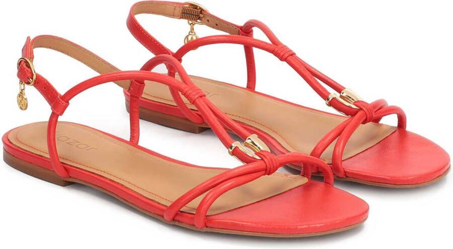 Kazar Red sandals on a flat sole with an overhang