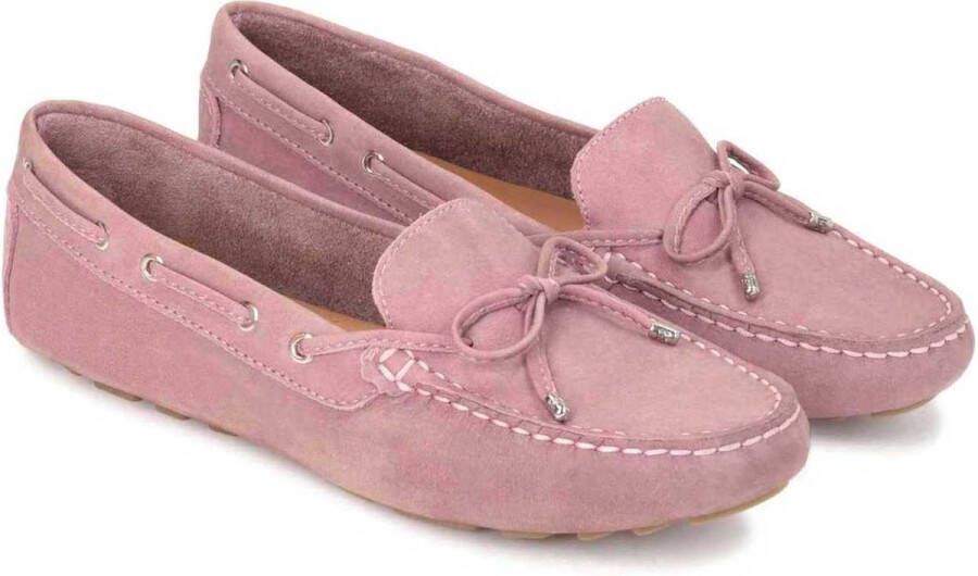 Kazar Roze mocassins voor dames met lederen koord en strik